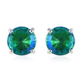 Peacock Quartz (Triplet) Stud Earrings in Platinum Over Sterling Silver 4.35 ctw - Sticky add to cart bar