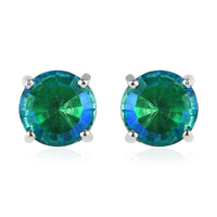 Peacock Quartz (Triplet) Stud Earrings in Platinum Over Sterling Silver 4.35 ctw