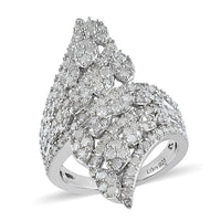 Diamond Bypass Ring in Platinum Over Sterling Silver 1.50 ctw