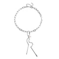 White Freshwater Pearl Necklace 20.5-22.5 Inches in Silvertone - Sticky add to cart bar