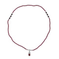 Simulated Ruby and Multi Gemstone Pendant with Mozambique Garnet Beaded Necklace 20 Inches in Silvertone 53.10 ctw - Sticky add to cart bar