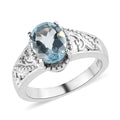Blue Topaz Solitaire Ring in Stainless Steel (Size 10.0) 2.25 ctw - Sticky add to cart bar