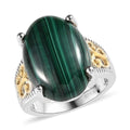 Karis African Malachite Solitaire Ring in 18K YG Plated and Platinum Bond 13.35 ctw - Sticky add to cart bar