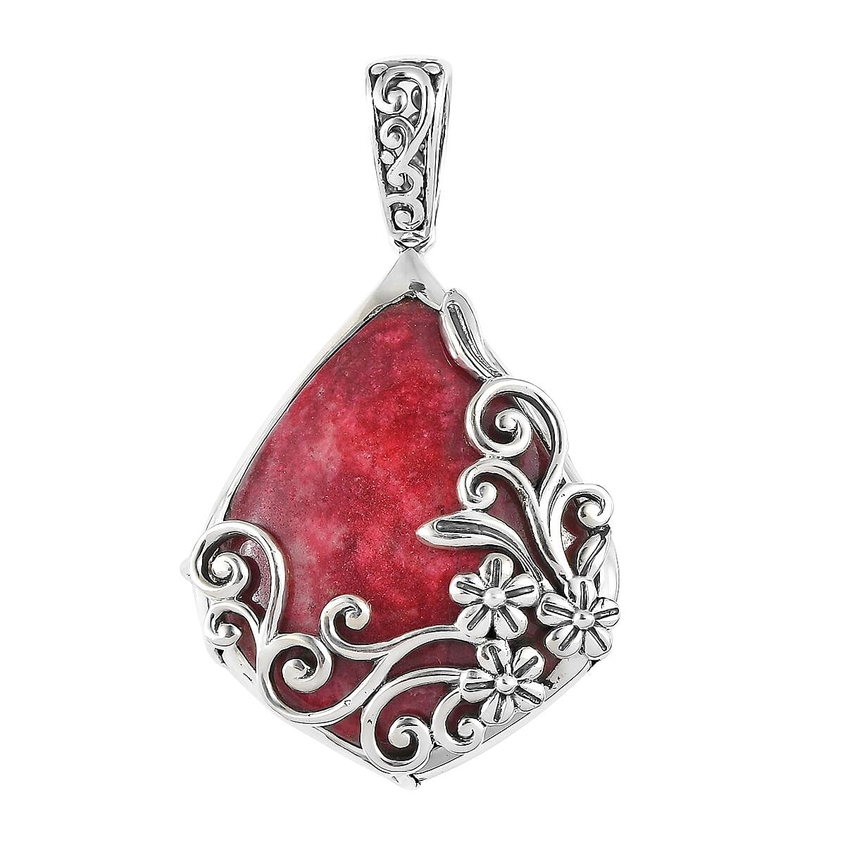 Artisan Crafted Norwegian Thulite Solitaire Pendant in Sterling Silver 42.50 ctw