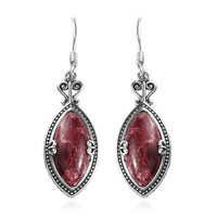 Artisan Crafted Norwegian Thulite Dangling Earrings in Sterling Silver 15.65 ctw