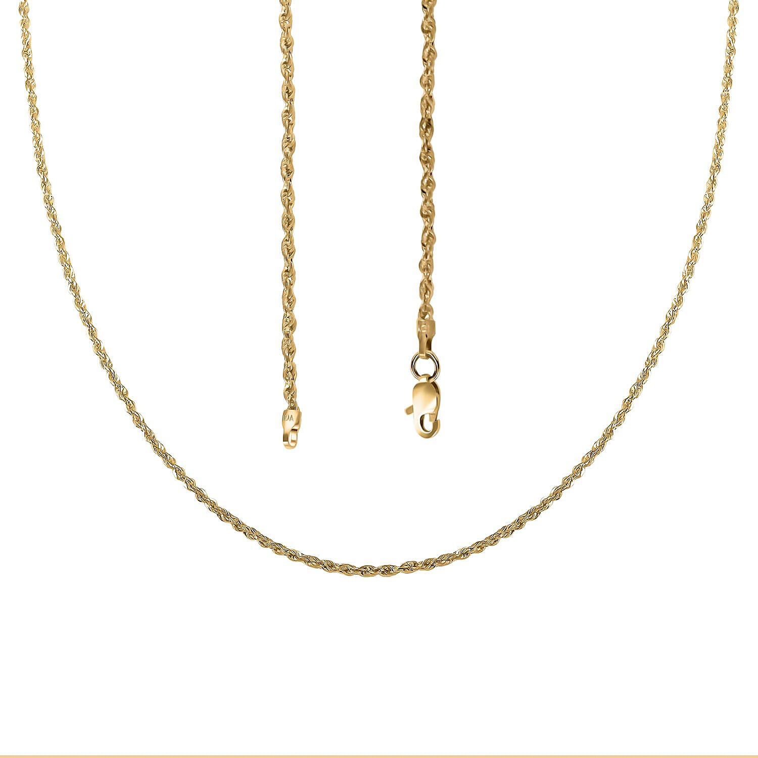 1.5mm Rope Chain Necklace in 10K Yellow Gold 1.50 Grams 22 Inches