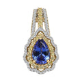 Luxoro Premium Tanzanite, and I3 Natural Yellow and White Diamond 1.80 ctw Accent Double Halo Pendant, 10K Yellow Gold Pendant, Tanzanite Jewelry For Her - Sticky add to cart bar