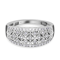 White Diamond Ring in Platinum Over Sterling Silver (Size 10.0) 0.20 ctw