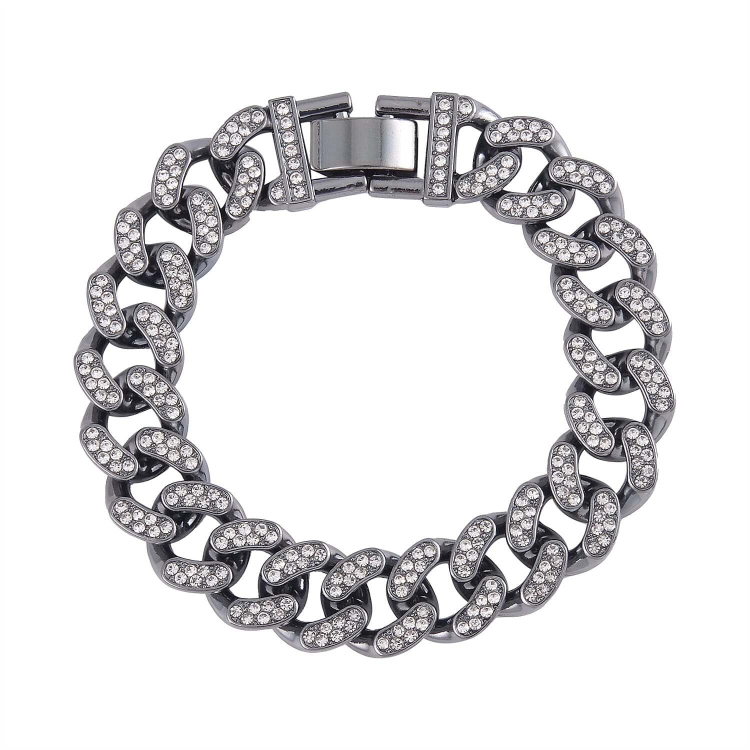 White Austrian Crystal Bracelet in Blacktone (6.50 In)