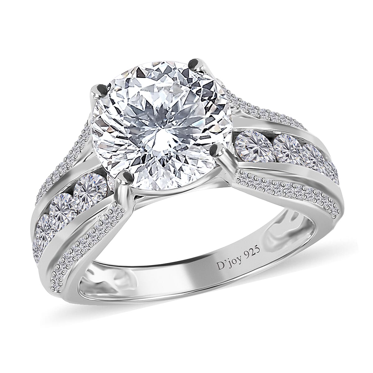 120 Facets Moissanite Ring in Platinum Over Sterling Silver 4.85 ctw