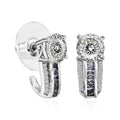 120 Facets Moissanite and Niassa Ruby (FF) J-Hoop Earrings in Platinum Over Sterling Silver 3.00 ctw - Sticky add to cart bar