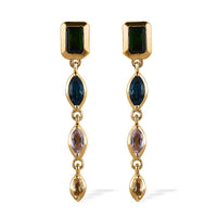 Mixed Gemstones and Shapes Dangle Earrings in Vermeil Yellow Gold Over Sterling Silver 2.35 ctw
