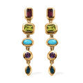 Mixed Gemstones and Shapes Dangling Earrings in Vermeil Yellow Gold Over Sterling Silver 2.70 ctw - Sticky add to cart bar