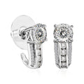 120 Facets Moissanite and Niassa Ruby (FF) J-Hoop Earrings in Platinum Over Sterling Silver 3.00 ctw - Sticky add to cart bar