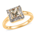 AAA Turkizite and Diamond Halo Ring in Vermeil Yellow Gold Over Sterling Silver (Size 10.0) 0.85 ctw - Sticky add to cart bar