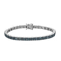 Blue Diamond Tennis Bracelet in Platinum Over Sterling Silver (7.25 In) 4.00 ctw - Sticky add to cart bar