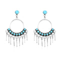 Santa Fe Style Kingman Turquoise Earrings in Sterling Silver 2.25 ctw - Sticky add to cart bar