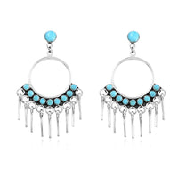 Santa Fe Style Kingman Turquoise Earrings in Sterling Silver 2.25 ctw