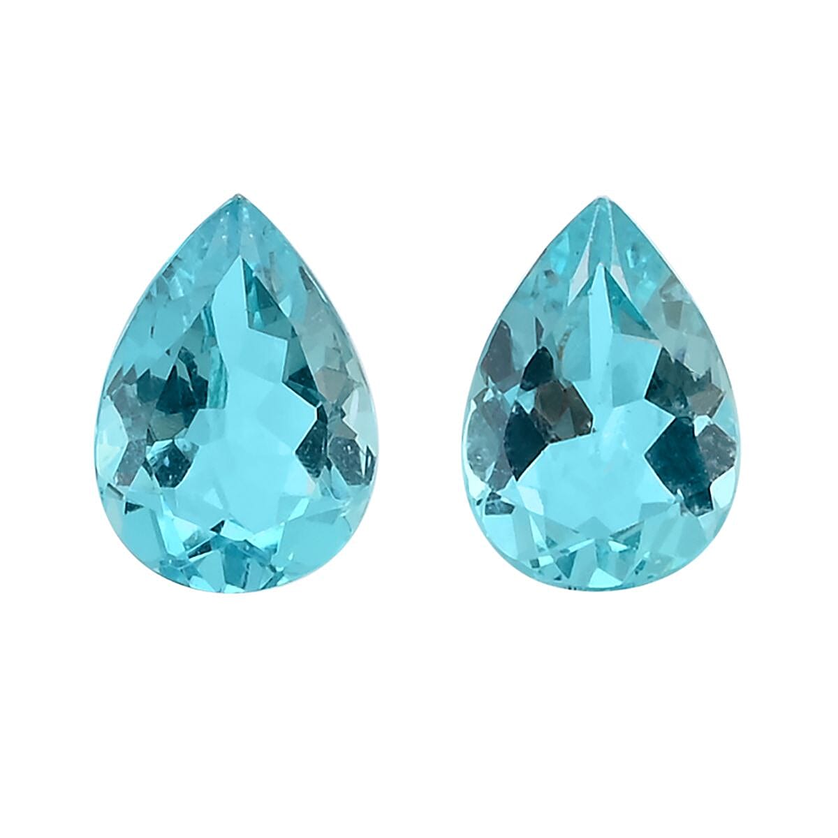AAA Blue Apatite Set of 2 (Pear 7x5 mm) 1.30 ctw