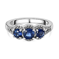 Kashmir Kyanite 1.36 ctw Ring in Platinum Over Sterling Silver (Size 11.5)