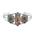 Santa Fe Style Spiny Turquoise Cuff Bracelet in Sterling Silver (6.50 in) 22.50 ctw - Sticky add to cart bar