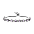 Rose De France Amethyst Bolo Bracelet in Stainless Steel 6.15 ctw , Tarnish-Free, Waterproof, Sweat Proof Jewelry - Sticky add to cart bar