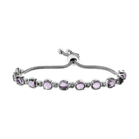 Rose De France Amethyst Bolo Bracelet in Stainless Steel 6.15 ctw , Tarnish-Free, Waterproof, Sweat Proof Jewelry