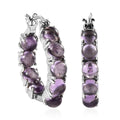 Rose De France Amethyst Inside Out Hoop Earrings in Stainless Steel 10.10 ctw - Sticky add to cart bar