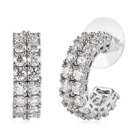 Moissanite Half Hoop Earrings in Platinum Over Sterling Silver 4.90 ctw