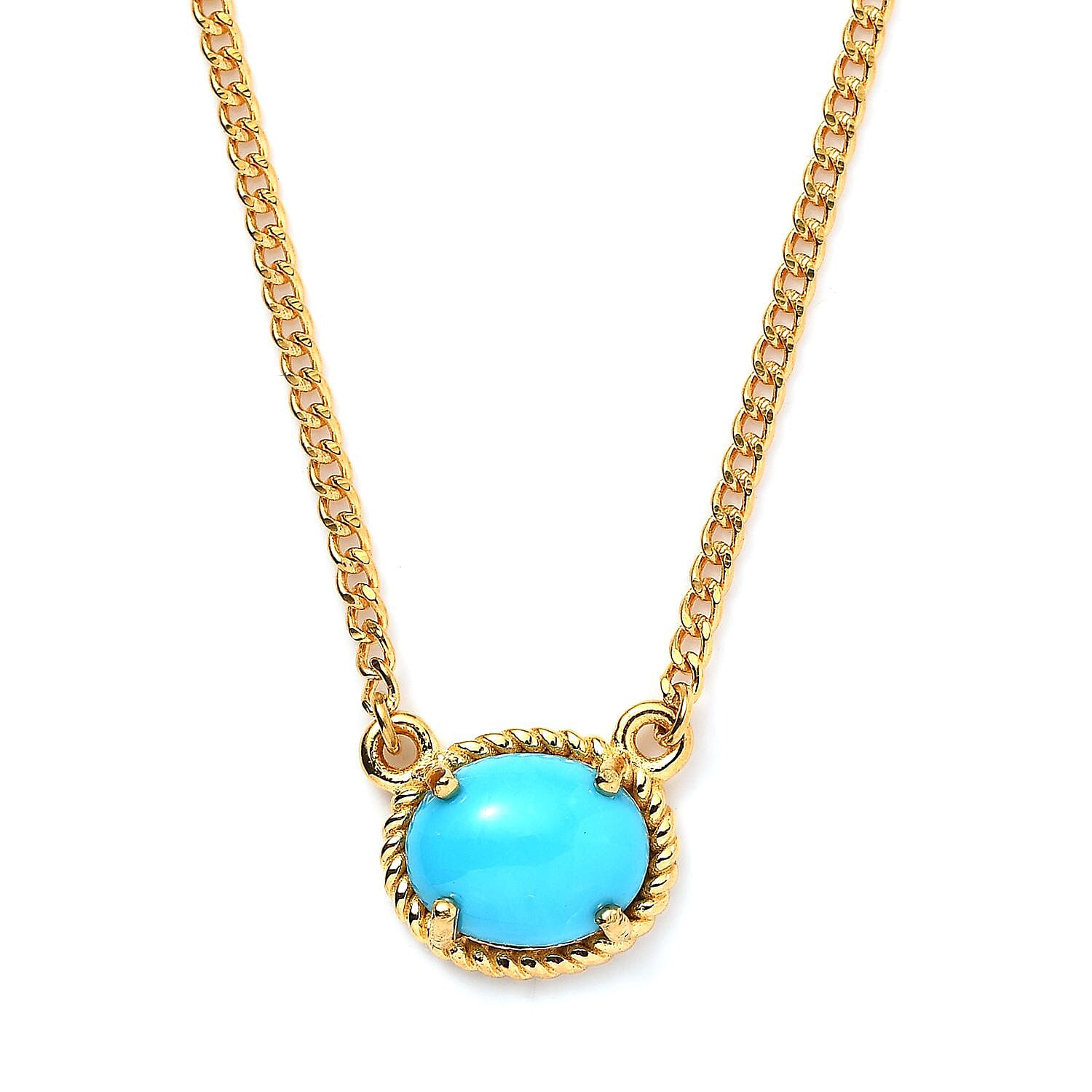 Sleeping Beauty Turquoise Necklace 18-20 Inches in Vermeil Yellow Gold Over Sterling Silver 2.25 ctw