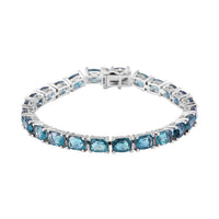 Teal Fluorite Tennis Bracelet in Rhodium Over Sterling Silver (7.25 In) 26.25 ctw