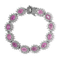 Ilakaka Hot Pink Sapphire (FF) and White Zircon Bracelet in Platinum Over Sterling Silver (6.50 In) 19.15 ctw - Sticky add to cart bar