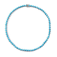 Premium Sleeping Beauty Turquoise Tennis Necklace 18 Inches in Platinum Over Sterling Silver 32.50 ctw (Del. in 5-7 Days)