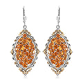 Salamanca Fire Opal Lever Back Earrings in Vermeil Yellow Gold and Platinum Over Sterling Silver 5.10 ctw - Sticky add to cart bar
