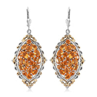 Salamanca Fire Opal Lever Back Earrings in Vermeil Yellow Gold and Platinum Over Sterling Silver 5.10 ctw