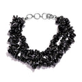 Black Tourmaline 207.00 ctw Chips 3 Row Bracelet in Sterling Silver (7.25 In) - Sticky add to cart bar