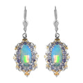 Premium Ethiopian Welo Opal and Tanzanite Lever Back Earrings in Vermeil YG and Platinum Over Sterling Silver 4.25 ctw - Sticky add to cart bar