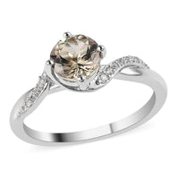 AAA Turkizite and White Zircon Ring in Platinum Over Sterling Silver (Size 10.0) 1.30 ctw