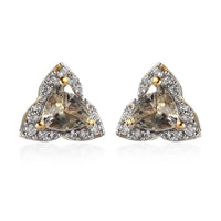 AAA Turkizite and White Zircon Stud Earrings in Vermeil Yellow Gold Over Sterling Silver 1.35 ctw