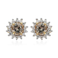 AAA Turkizite and Moissanite Sunburst Stud Earrings in Vermeil Yellow Gold Over Sterling Silver 1.60 ctw - Sticky add to cart bar