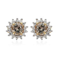 AAA Turkizite and Moissanite Sunburst Stud Earrings in Vermeil Yellow Gold Over Sterling Silver 1.60 ctw