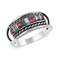 Santa Fe Style Plum Coral Ring in Sterling Silver 2.75 ctw