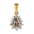 Turkizite and White Zircon Sunburst Pendant in Vermeil Yellow Gold Over Sterling Silver 0.70 ctw - Sticky add to cart bar