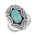 Santa Fe Style Kingman Turquoise Ring in Sterling Silver 1.50 ctw - Sticky add to cart bar