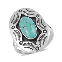 Santa Fe Style Kingman Turquoise Ring in Sterling Silver 1.50 ctw