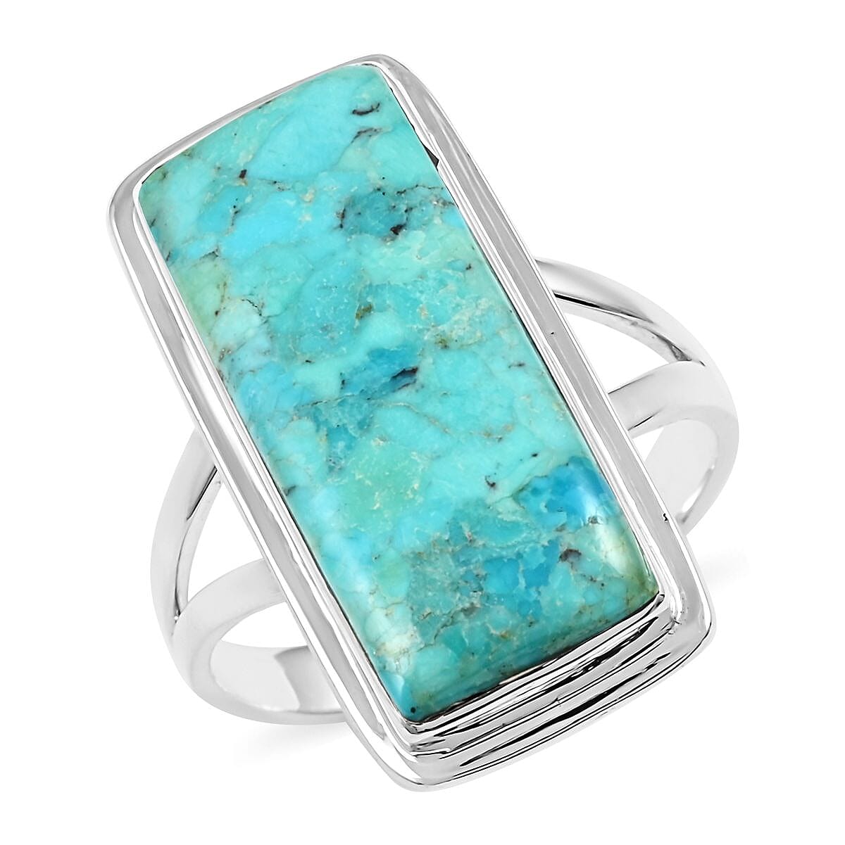 Santa Fe Style Kingman Turquoise Ring in Sterling Silver 7.50 ctw