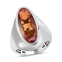 Padparadscha Quartz (Triplet) 8.00 ctw Ring in Platinum Over Sterling Silver (Size 8.0)