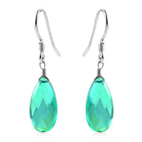 Peacock Quartz (Triplet) Dangle Earrings in Sterling Silver 12.65 ctw