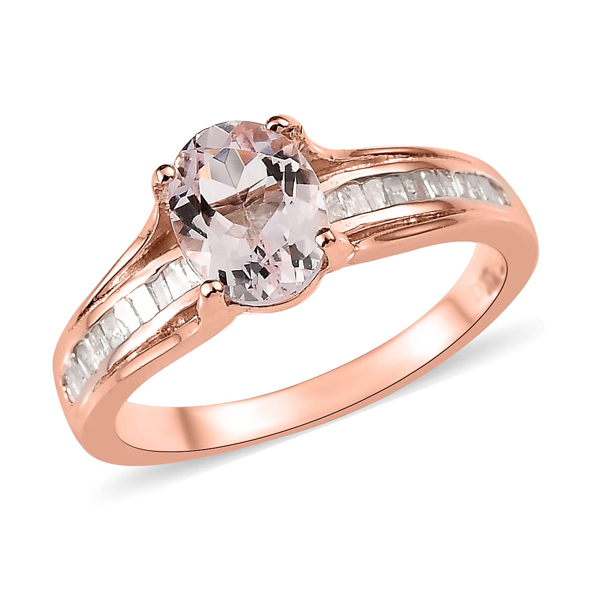Pink Morganite and Diamond Ring in Vermeil Rose Gold Over Sterling Silver 1.25 ctw (Del. In 5-7 Days)