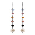 Freshwater Pearl and Multi Sapphire Earrings in Sterling Silver 2.00 ctw - Sticky add to cart bar